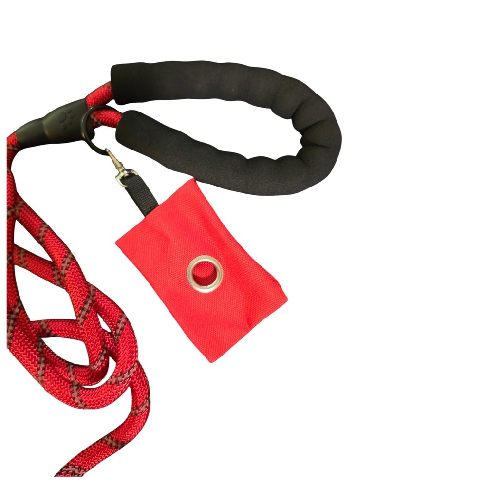 Red Reflective Dog Harness and‎ Rope Leash Set with Waste Bag Holder Size S - Picture 4 of 4